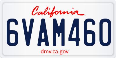 CA license plate 6VAM460