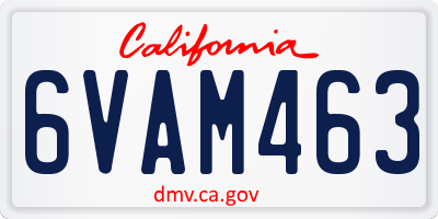 CA license plate 6VAM463