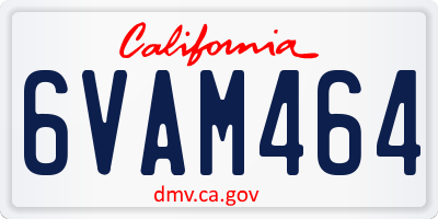 CA license plate 6VAM464