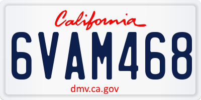CA license plate 6VAM468