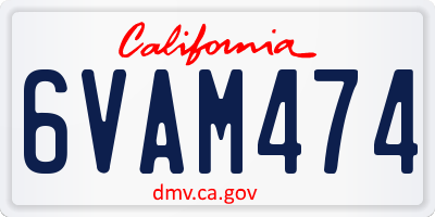CA license plate 6VAM474