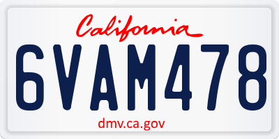 CA license plate 6VAM478