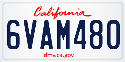 CA license plate 6VAM480