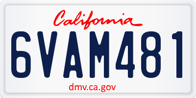 CA license plate 6VAM481
