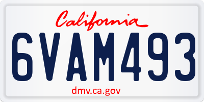 CA license plate 6VAM493