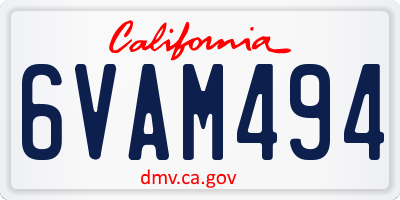 CA license plate 6VAM494