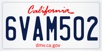 CA license plate 6VAM502
