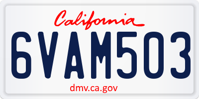 CA license plate 6VAM503