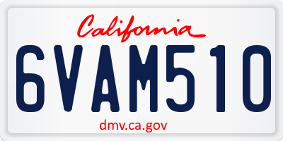 CA license plate 6VAM510