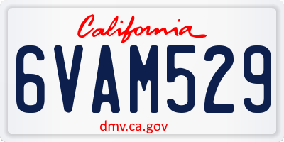 CA license plate 6VAM529