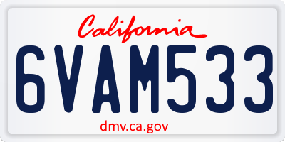CA license plate 6VAM533