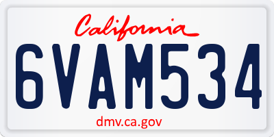CA license plate 6VAM534