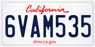 CA license plate 6VAM535