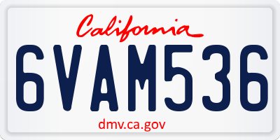 CA license plate 6VAM536