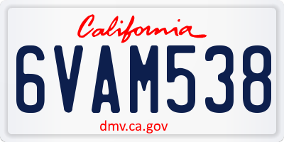 CA license plate 6VAM538