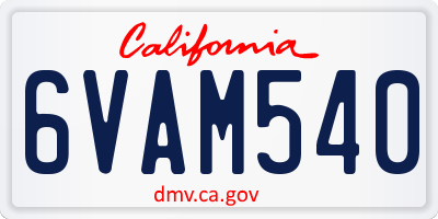 CA license plate 6VAM540