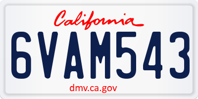 CA license plate 6VAM543