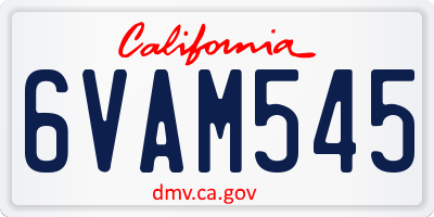 CA license plate 6VAM545
