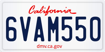 CA license plate 6VAM550