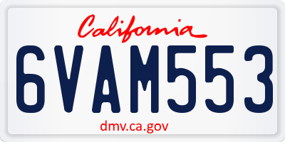 CA license plate 6VAM553