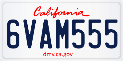 CA license plate 6VAM555