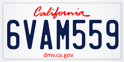 CA license plate 6VAM559