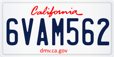 CA license plate 6VAM562
