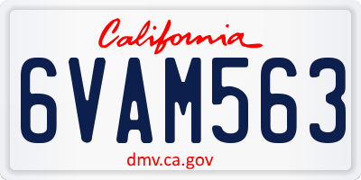 CA license plate 6VAM563