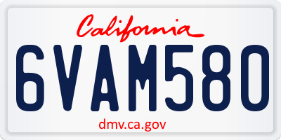 CA license plate 6VAM580
