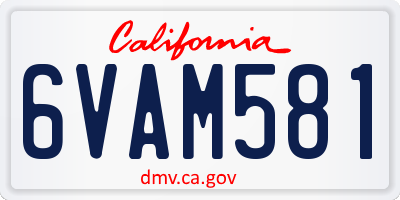 CA license plate 6VAM581