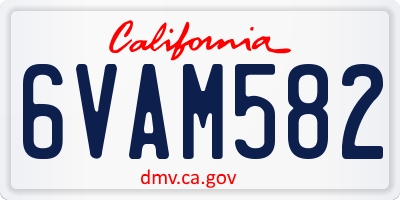 CA license plate 6VAM582
