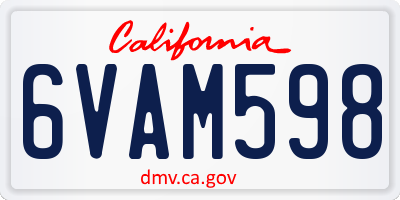 CA license plate 6VAM598