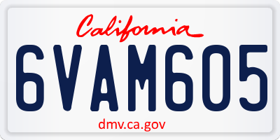 CA license plate 6VAM605
