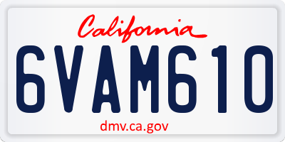 CA license plate 6VAM610