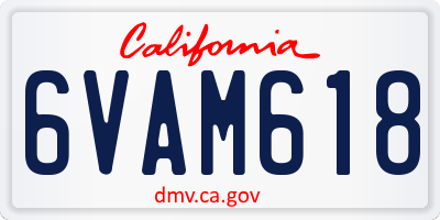 CA license plate 6VAM618