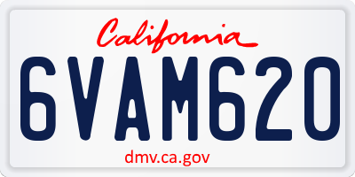 CA license plate 6VAM620