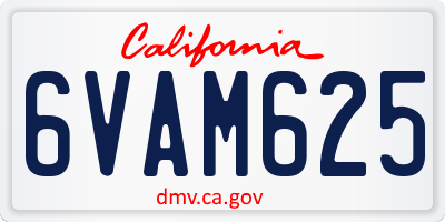 CA license plate 6VAM625