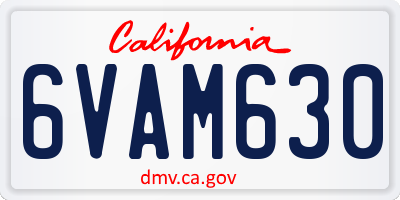 CA license plate 6VAM630