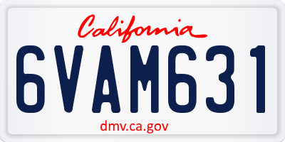 CA license plate 6VAM631