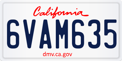 CA license plate 6VAM635