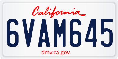 CA license plate 6VAM645