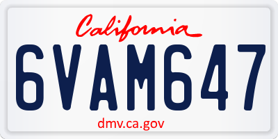 CA license plate 6VAM647