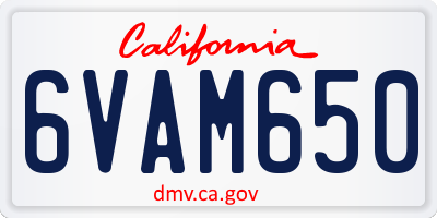 CA license plate 6VAM650