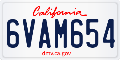 CA license plate 6VAM654