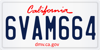 CA license plate 6VAM664
