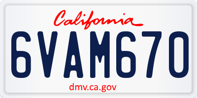 CA license plate 6VAM670