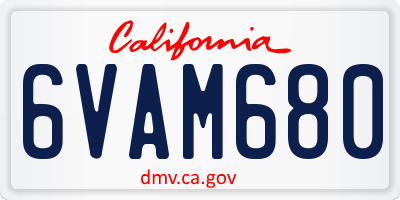 CA license plate 6VAM680