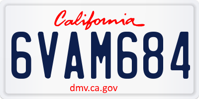 CA license plate 6VAM684