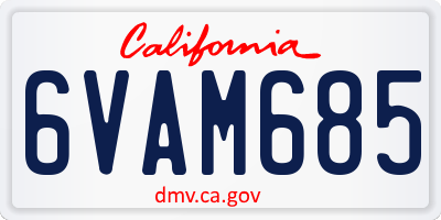 CA license plate 6VAM685