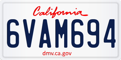 CA license plate 6VAM694